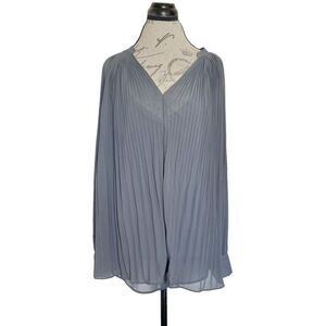 Soft Surroundings Womens Blouse Popover Tunic Pleated Gray Accordion Plus Sz 1X